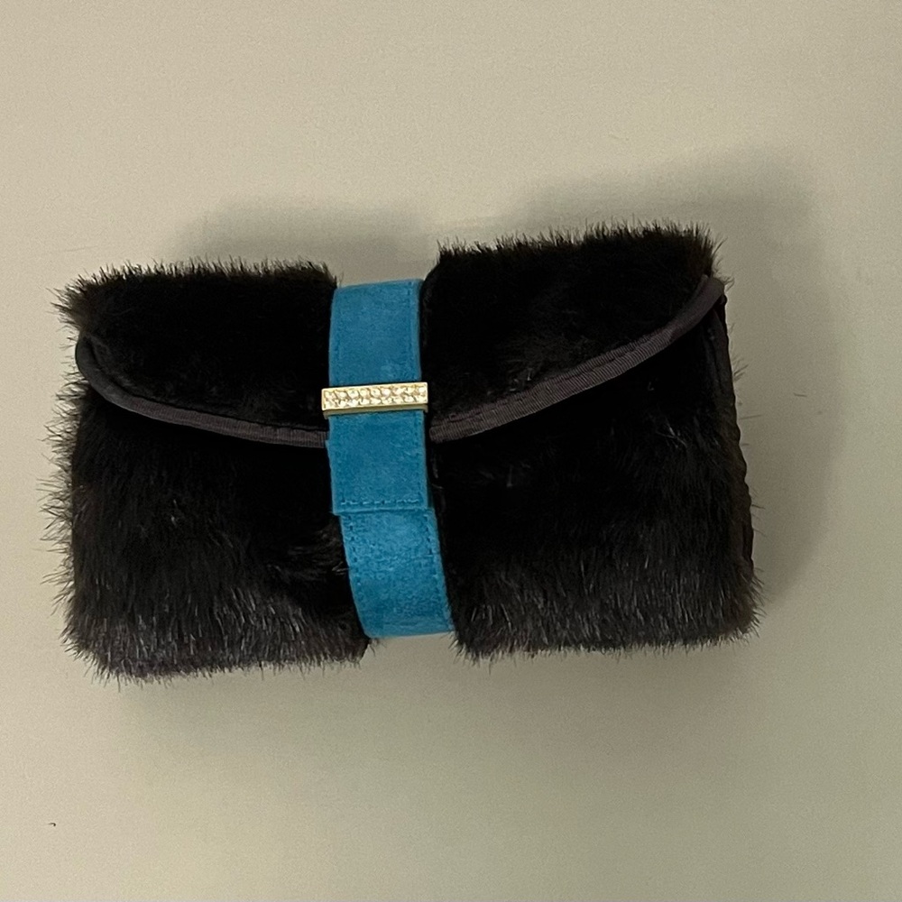 Stephanie Johnson Faux Fur Roll Up Cosmetic or Jewelry Bag